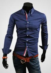 CLEARANCE SALE OF BLUE CASUAL SHIRT WITH CONTRAST 
